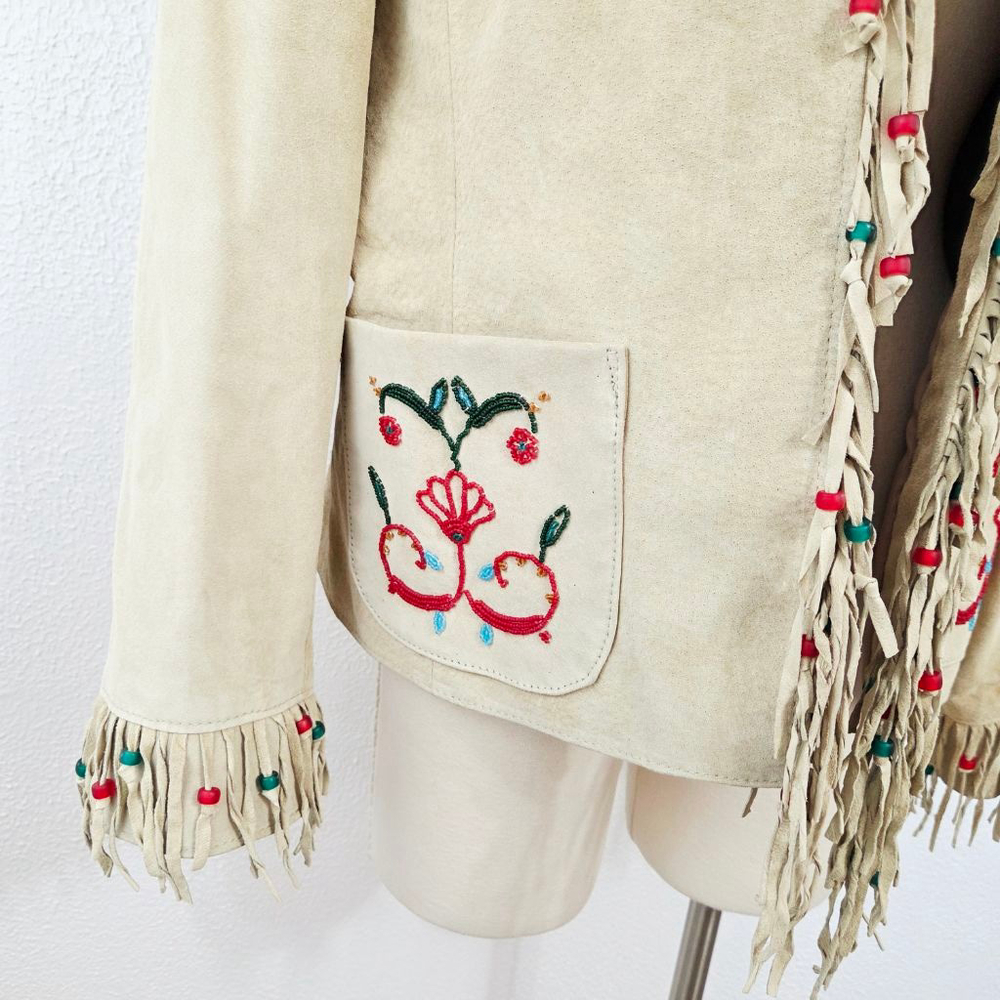 Double D Ranch Beaded Suede Jacket Light Tan Leat… - image 5